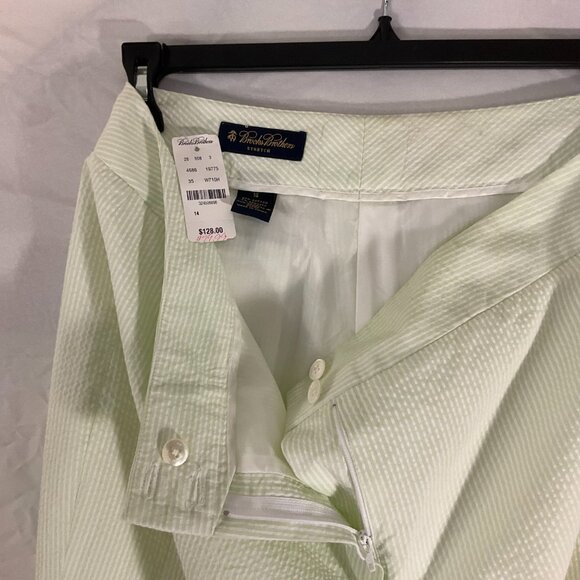 Brooks Brothers Seersucker Pants-Green/White Stripe, Wide Leg SZ 14 - Picture 4 of 10